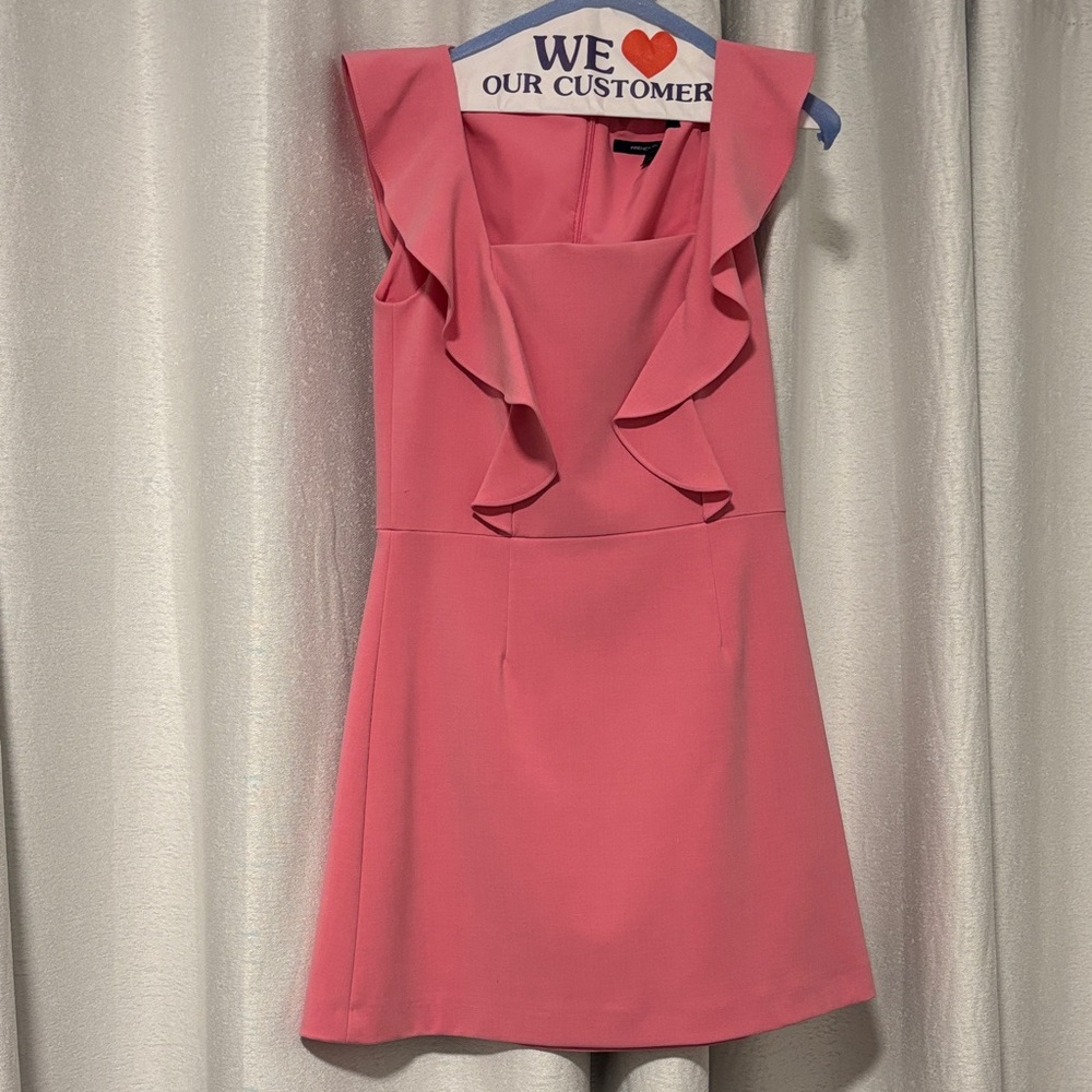 French Connection Pink Ruffle Mini Dress